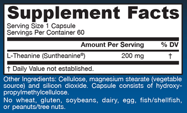 Theanine 200 60 Capsules Jarrow Formulas Supplement - Conners Clinic